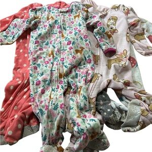 Bundle of 6 Warm Fleece Footsie Pajamas.
